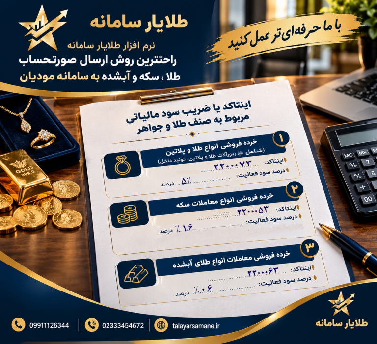 اینتاکد یا ضریب سود مالیاتی مربوط به صنف طلا و جواهر